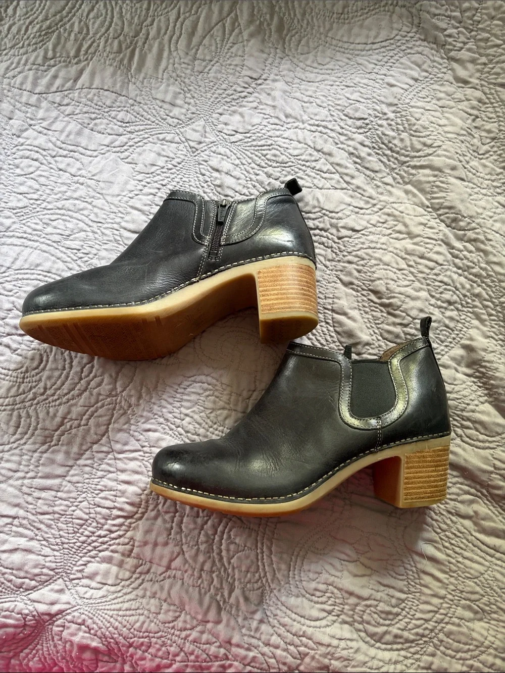 Dansko Black Leather Chelsea Ankle Booties